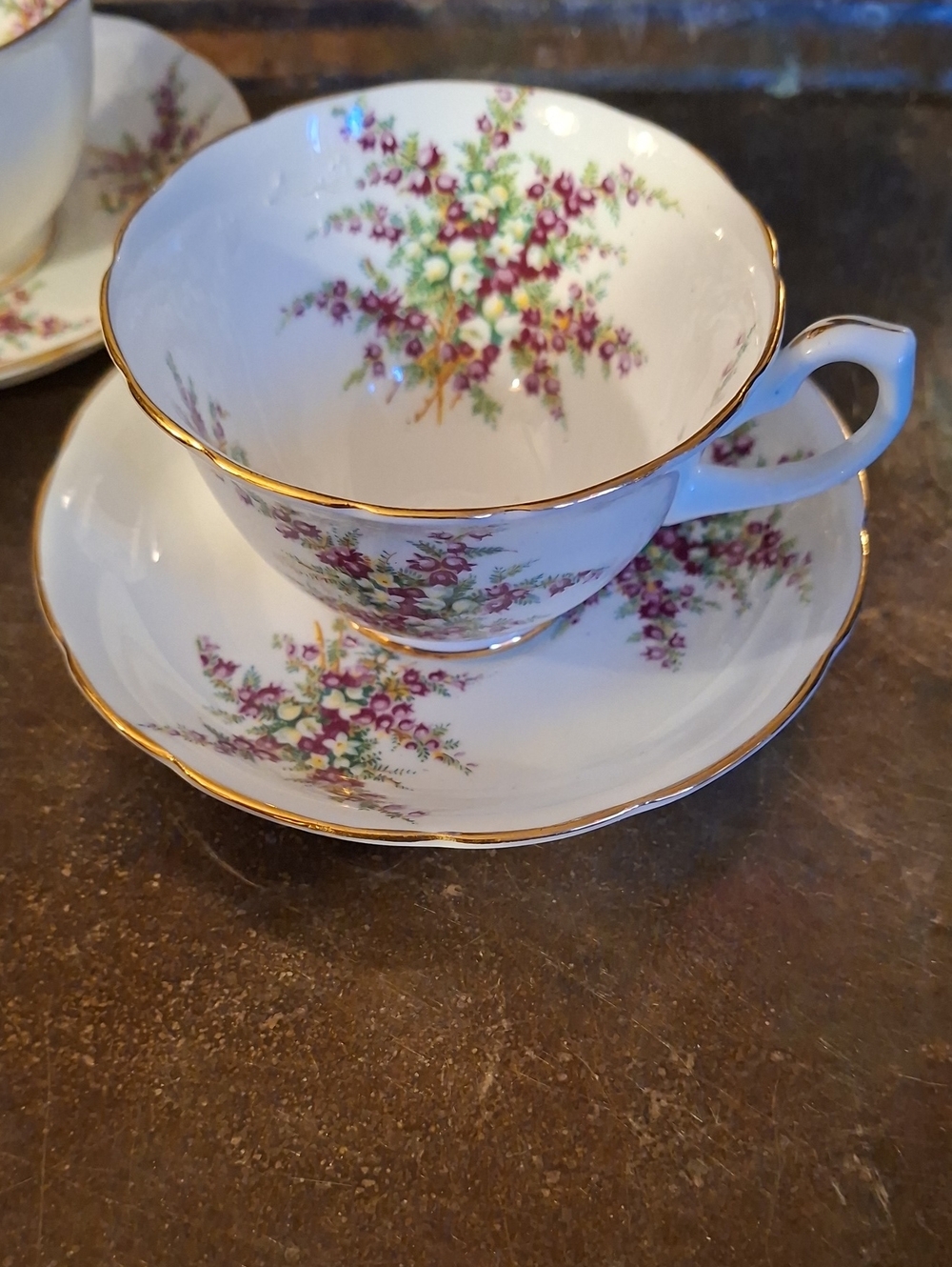 Hammersley Heather Spray Cup & Saucer #3978